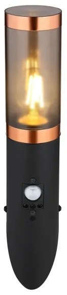 Globo 3157BCS-Vonkajšie nás. sviet. so senzo. BOSTON 1xE27/15W/230V IP44 čierna/meď