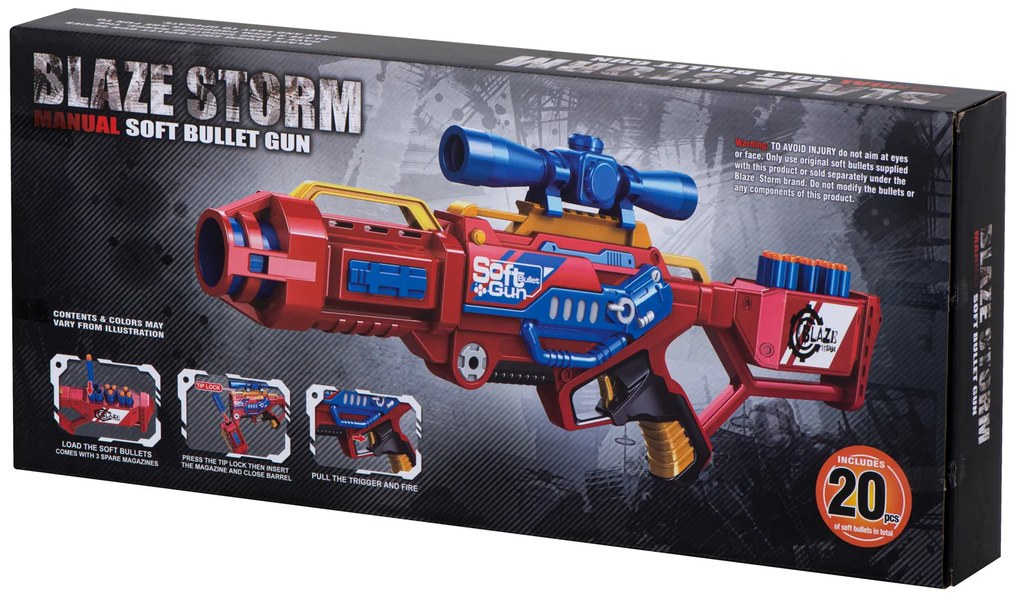 KIK Pištoľ na penové šípky Blaze Storm + 20 šípok červená