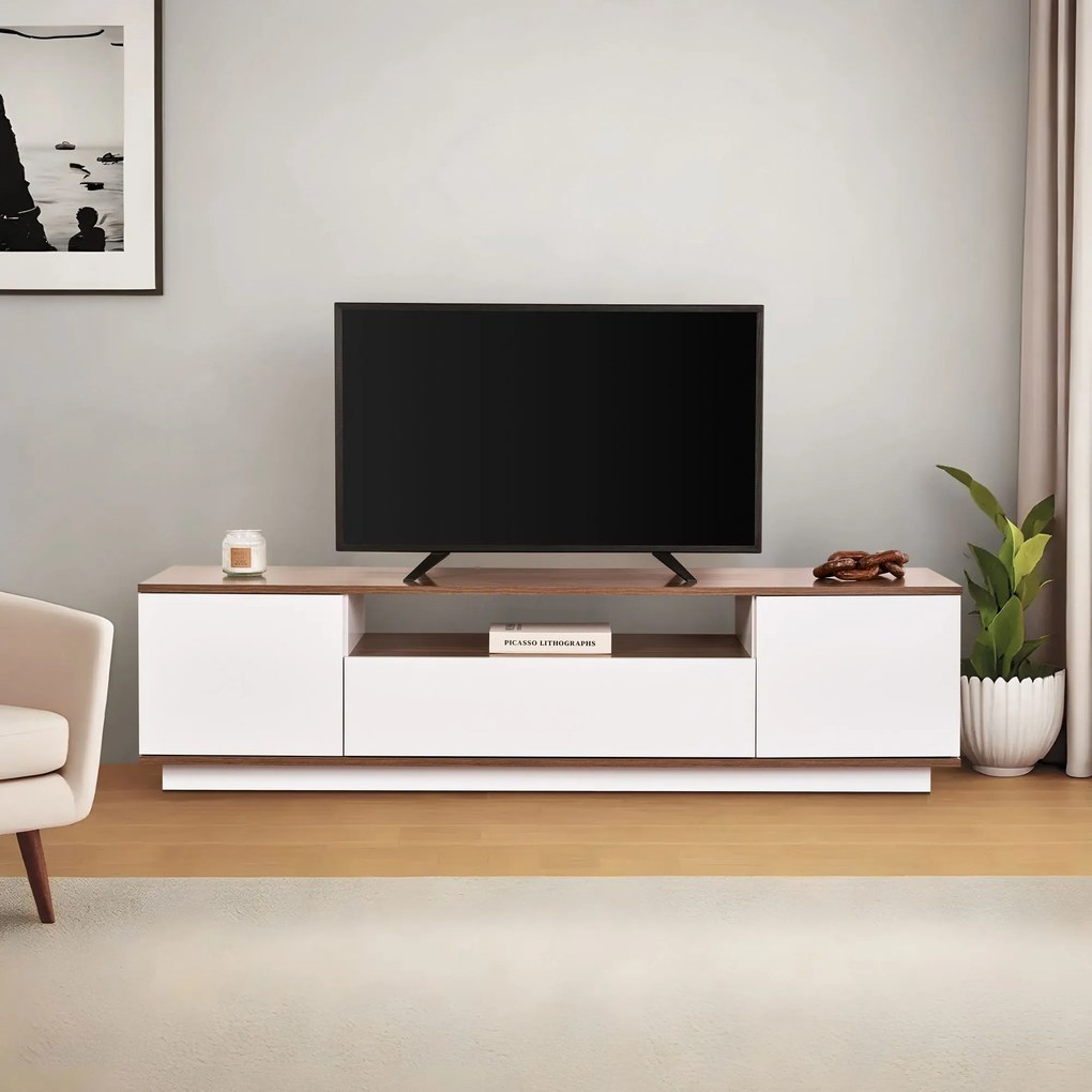 TV skrinka Verat (biela + orech). Akcia -18%. Vlastná spoľahlivá doprava až k Vám domov. 1144774