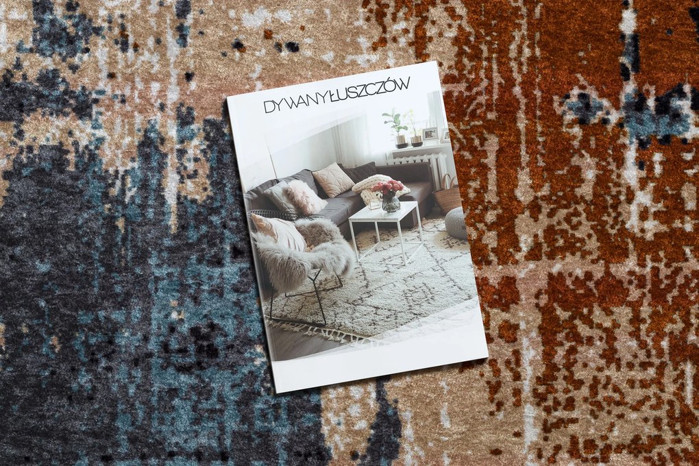 Koberec MIRO 51454.802 Abstrakt, protišmykový, prateľný, béžovo - červený