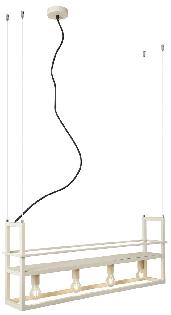 Priemyselné závesné svietidlo béžové 4-svetlá - Cage Rack