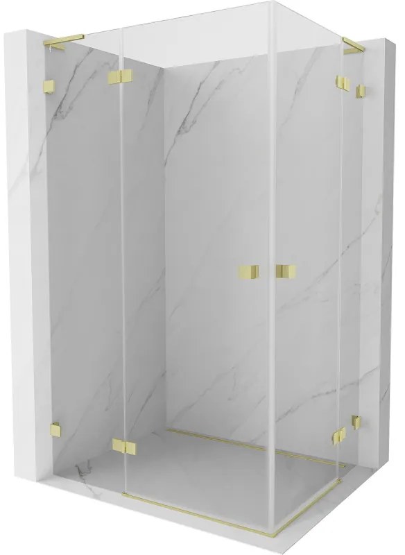Mexen Lunar, L Duo výklopný sprchový kút 115 x 105 cm, 8mm číre sklo, zlatý matný profil, 834L-115L-105P-55-00