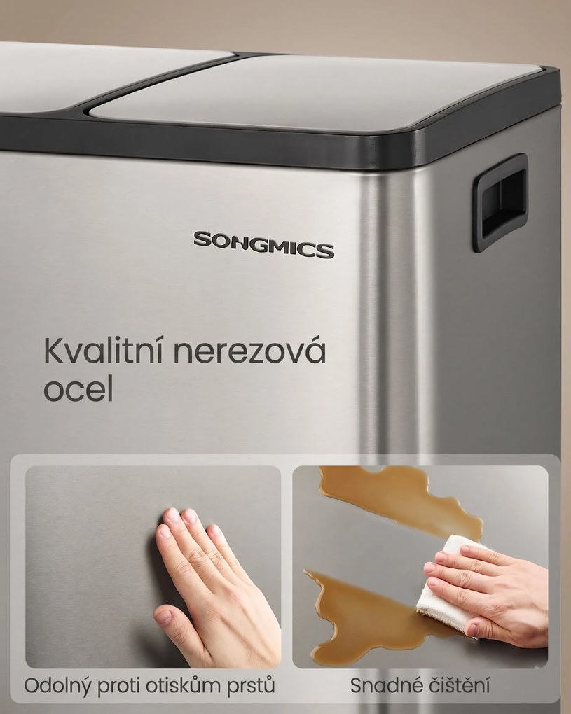 Odpadkový koš s víkem Jordan 3x18 L stříbrný