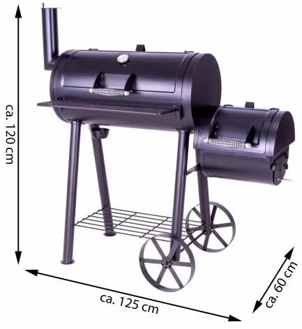 Garthen 62836 Záhradný gril s udiarňou XL - 120 x 55 cm
