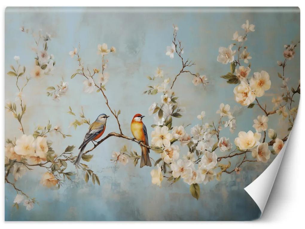 Fototapeta, Ptáci na větvi Chinoiserie - 300x210 cm