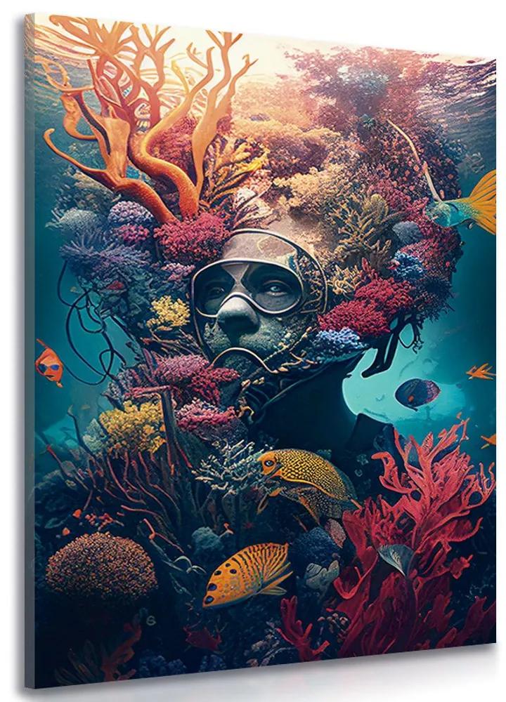 Obraz surrealistický potápač Varianta: 60x90
