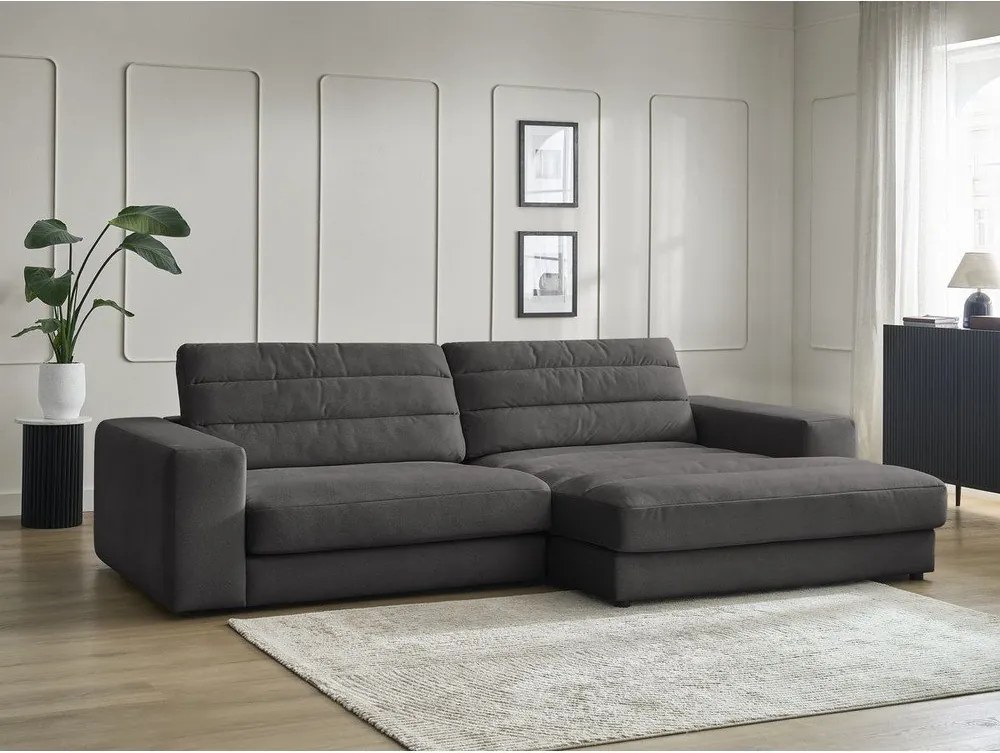 Antracitová zamatová rohová pohovka (pravý roh/s leňoškou) Sierra – Bobochic Paris