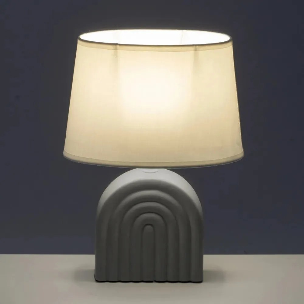 Bielo-sivá keramická stolová lampa s textilným tienidlom (výška 31 cm) – Casa Selección