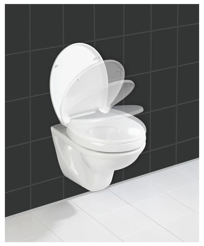 Mierne zvýšené WC sedadlo s jednoduchým zatváraním pre seniorov Wenko Secura, 43,5 × 37 cm