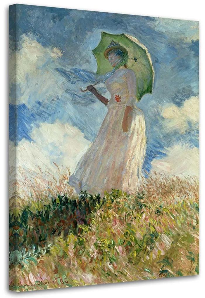 Gario Obraz Žena s dáždnikom otočená doľava - Claude Monet, reprodukcia Rozmery: 60 x 90 cm, Prevedenie: Obraz na plátne