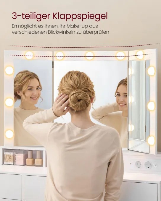 Toaletný stolík so zrkadlom a LED osvetlením RDT146WB01