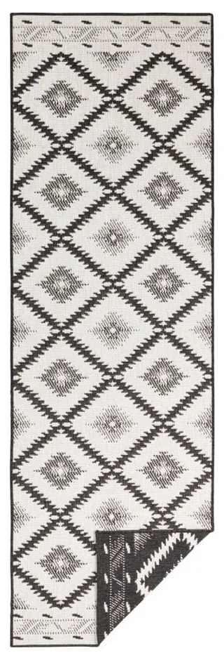 Čierno-krémový vonkajší koberec NORTHRUGS Malibu, 80 x 250 cm