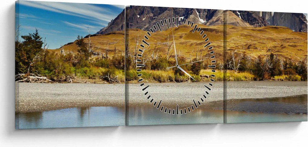 Obraz - Národný park Torres del Paine (s hodinami) (90x30 cm)