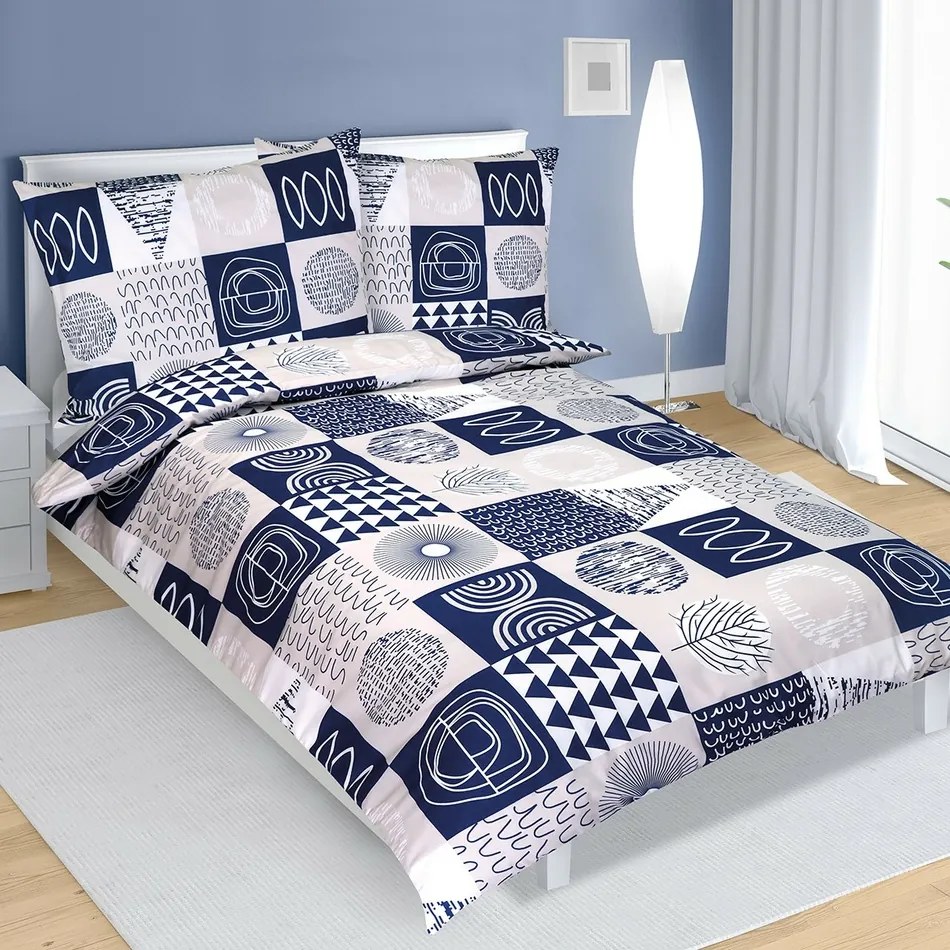 Bellatex Bavlnené obliečky Patchwork tmavomodrá