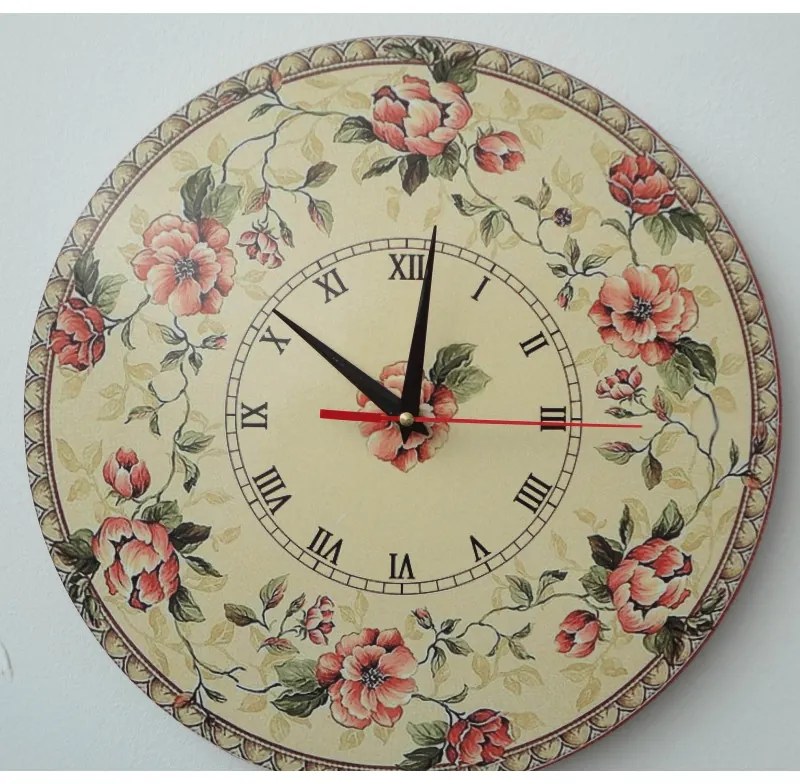 Kvetinové nástenné hodiny s vintage dizajnom I SENTOP HDFK004
