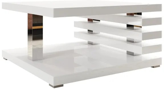 Konferenčný stolík KYOTO 31x60 cm lesklá biela