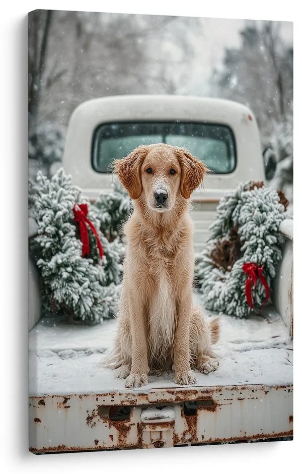 Obraz vianočná atmosféra so psom