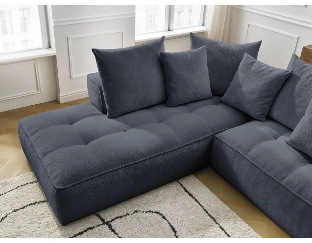 Tmavomodrá ženilková rohová pohovka (ľavý roh/do L) Whesley – Bobochic Paris