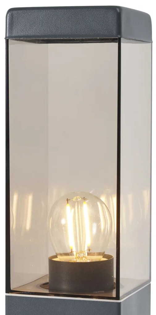 Vonkajšia lampa tmavosivá s dymovým sklom 45 cm IP44 so zásuvkou a snímačom pohybu - Malios