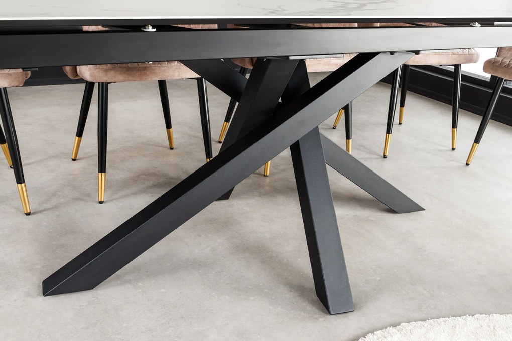 Jedálenský stôl Elegancia Keramika biely 180-220-260 cm Mramor