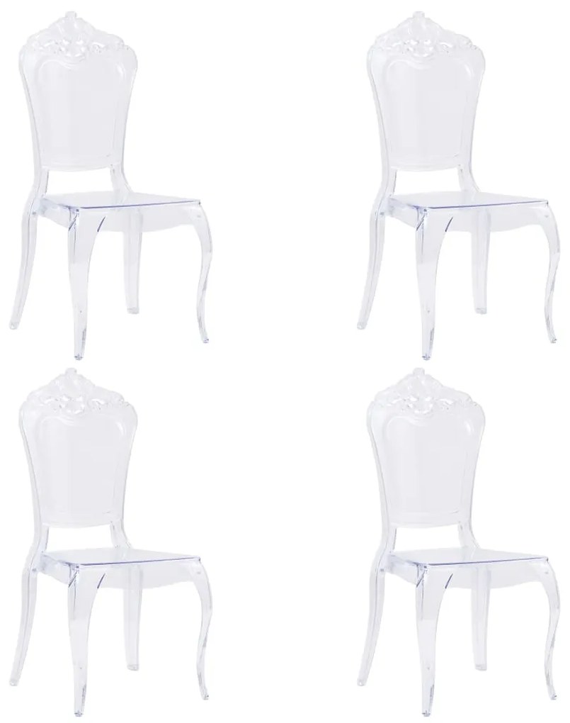 vidaXL Jedálenské stoličky 4 ks, priehľadné, polykarbonát