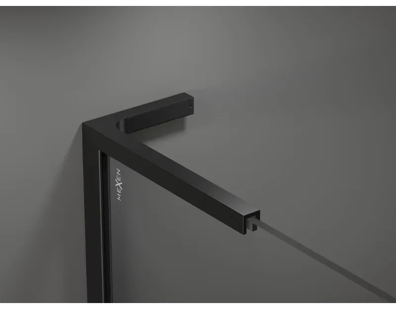 Mexen Kioto L, sprchová zástena Walk-In 120 x 200 cm, 8mm sklo námraza, čierny profil, 800-120-103-70-30