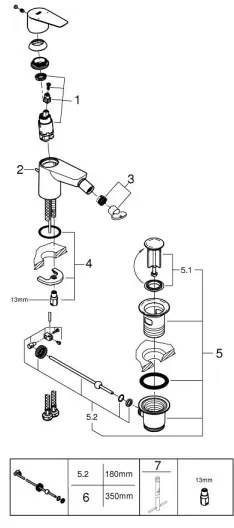 GROHE 23345001 - Bidetová batéria START EDGE, lesklý chróm