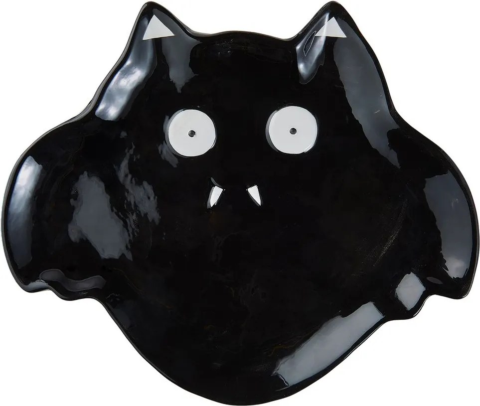 HALLOWEEN Dekoračný tanier netopier 26 cm - čierna