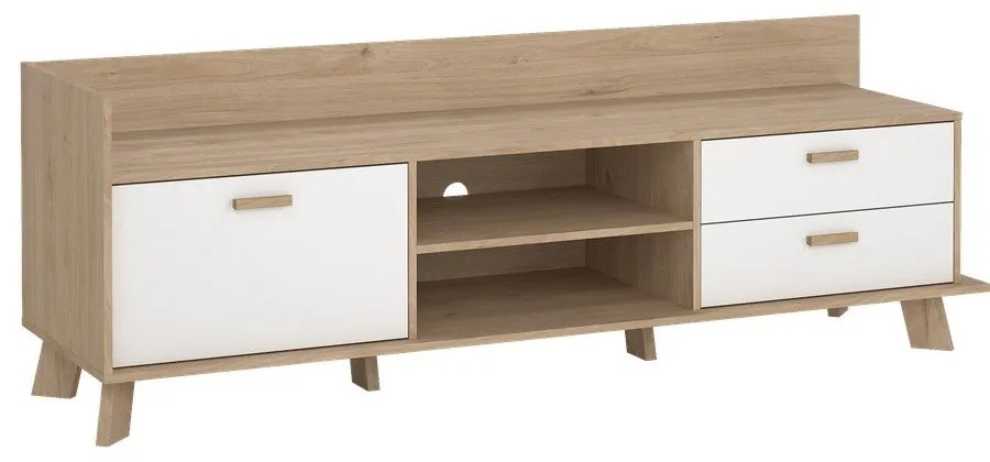 Biely/v prírodnej farbe TV stolík v dekore duba 182x62x51 cm Ikast – Tvilum