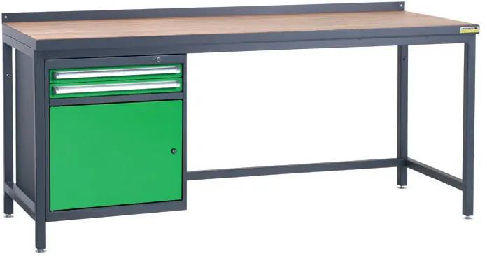 NABBI PSS03D/L2 pracovný stôl so zverákom grafit / zelená | BIANO