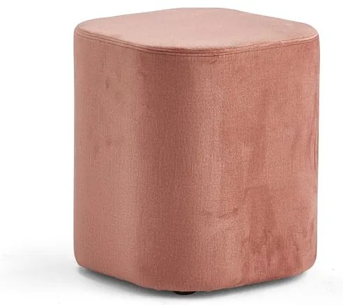 Taburet COMFY, zamatová tkanina, lososová ružová