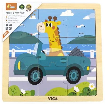 Puzzle na podstavci Viga 44629 9 dielikov - auto