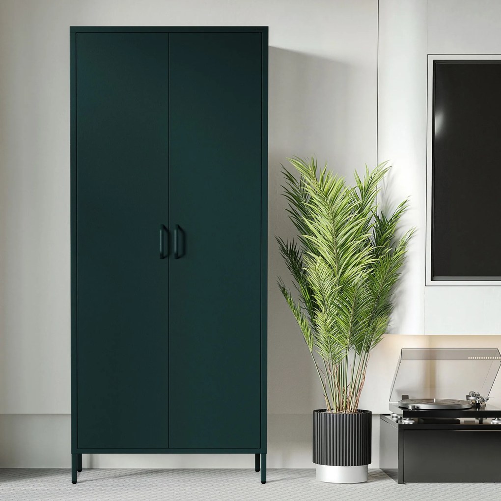 Šatníková skriňa FLAVIO, 800 x 1850 x 450 mm, Modern: fľaškovo zelená farba