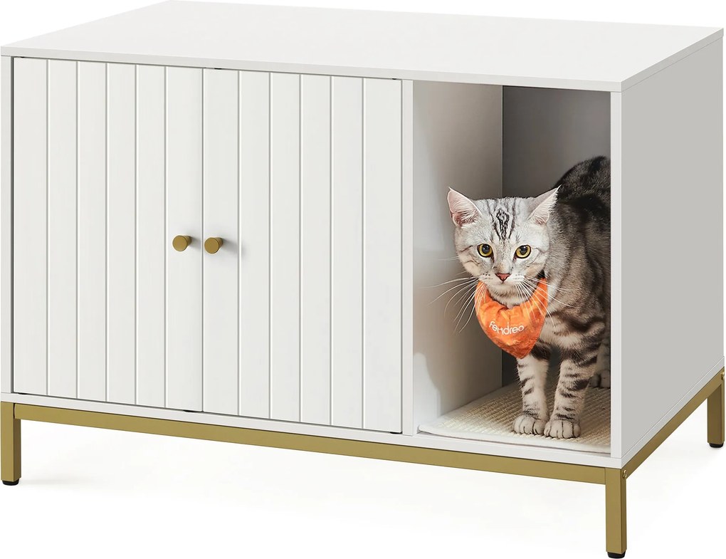 Feandrea mačací nábytok 80 × 50 × 55 cm, v bielej a zlatej farbe