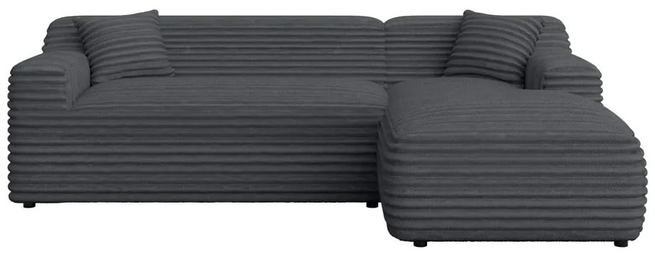 Tmavosivá menčestrová rohová pohovka (pravý roh/s leňoškou) Martin – Ropez