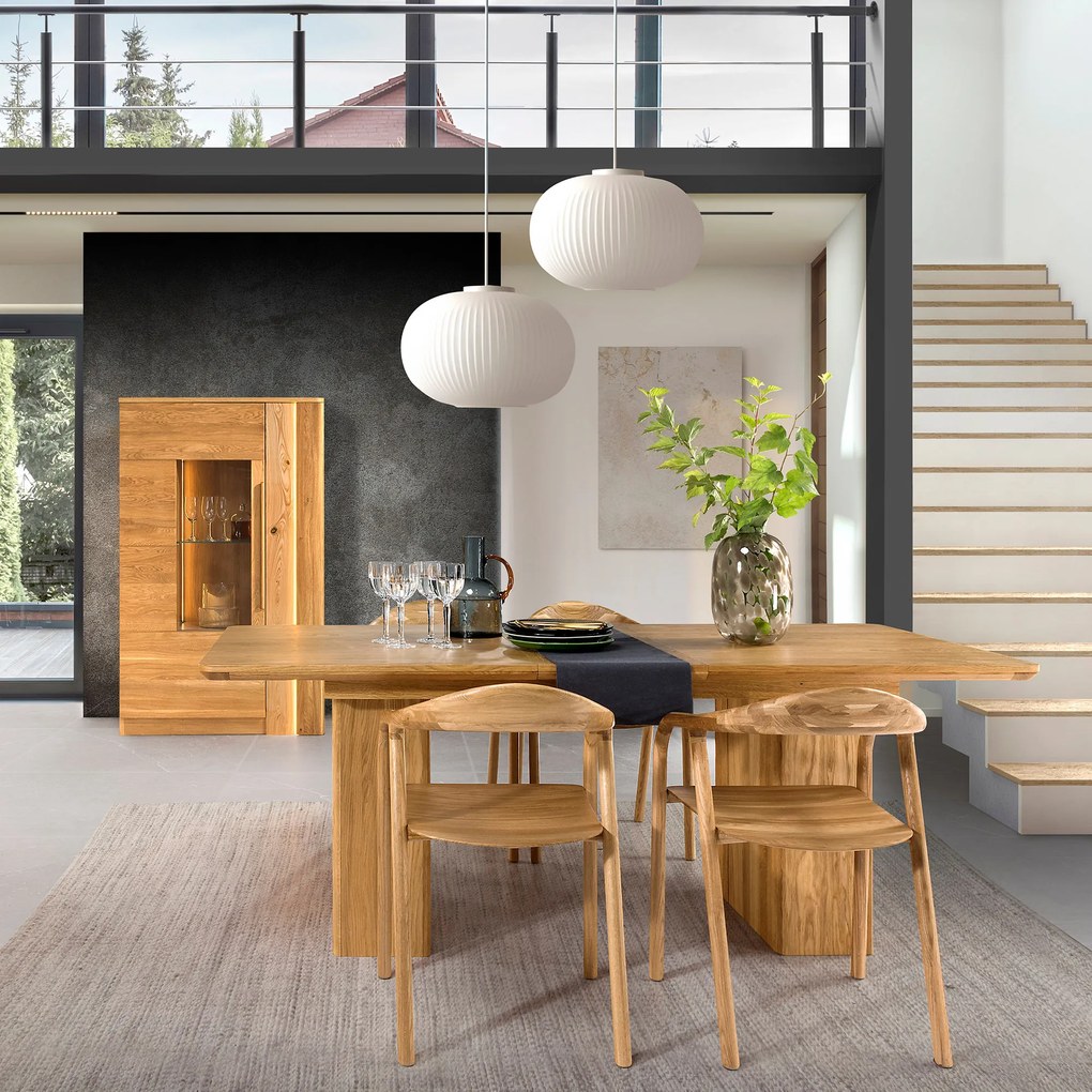 Vitrína London 15 98 cm z masivu s LED osvětlením dub přírodní