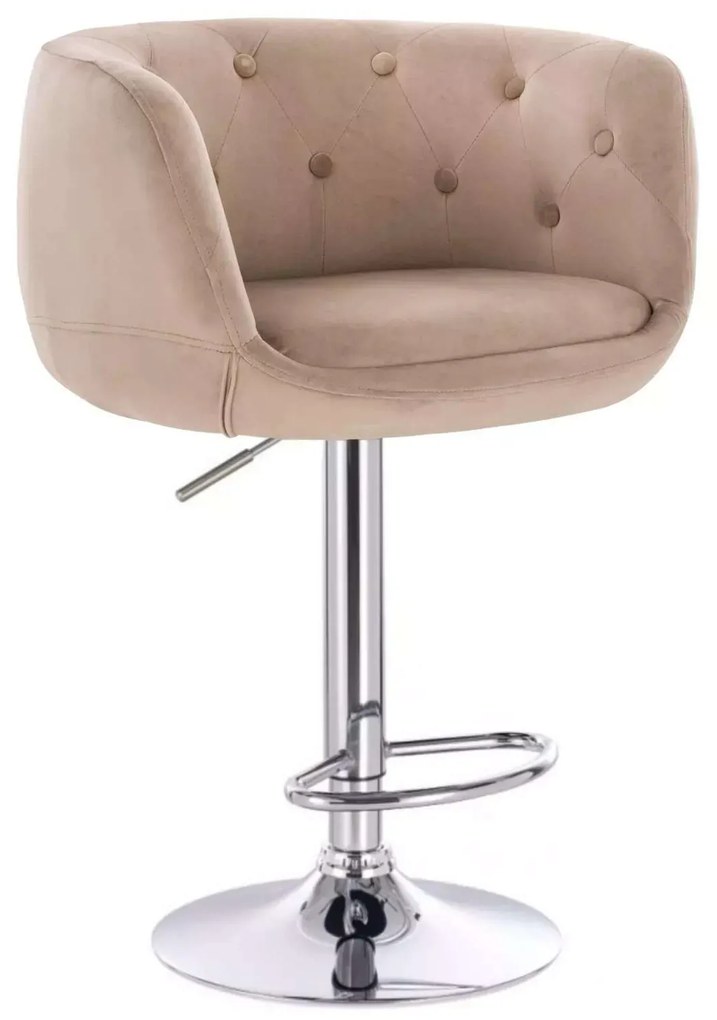 LuxuryForm DESIGN Barová stolička MONTANA VELUR na striebornom tanieri - latte