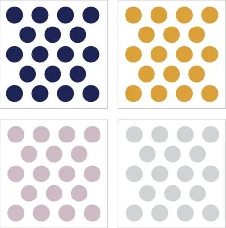 Samolepka do detskej izby sada konfety modrá, žltá, ružová, šedá 5cm