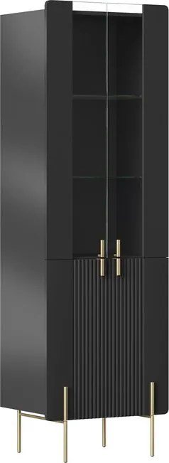 Vitrína Malmi 60 cm - čierny mat / zlatá