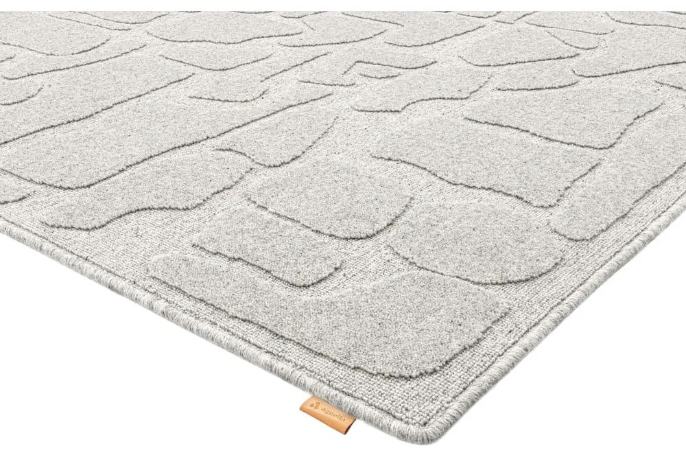 Svetlosivý vlnený koberec 133x190 cm Morphic Dunes – Agnella