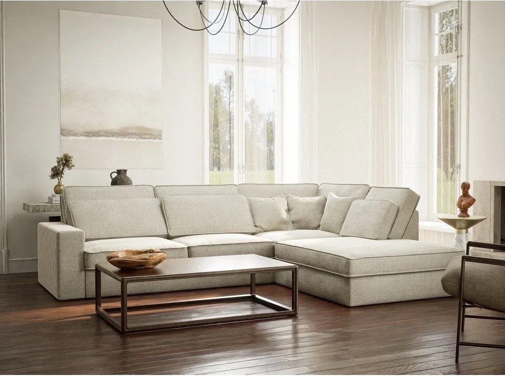 Sivobéžová ženilková rohová pohovka (pravý roh/do L) Kirou – Maison de Rêve