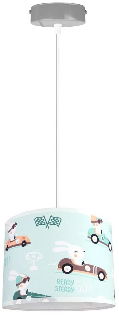 Detské závesné svietidlo Child, 1x textilné tienidlo so vzorom (výber z 5 farieb), (výber z 2 farieb konštrukcie)