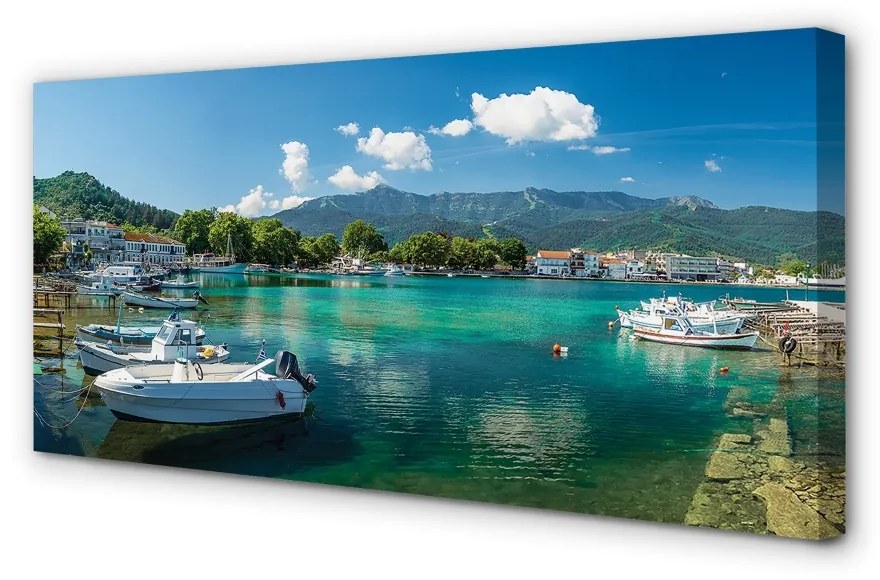 Obraz na plátne Grécko Marina mora hory 120x60 cm