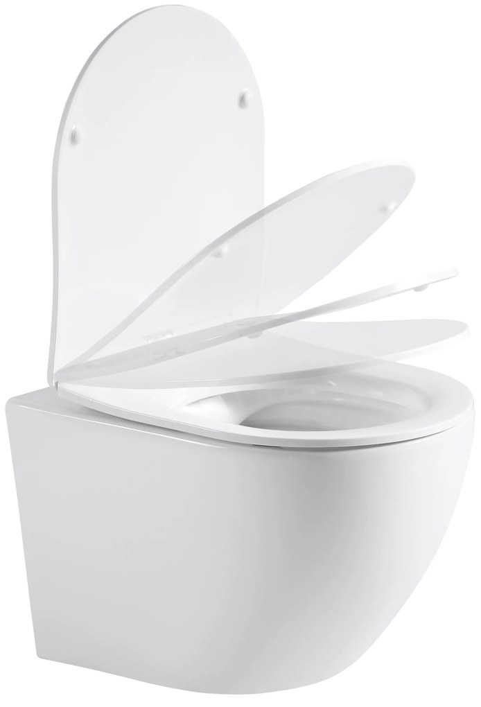 Cerano Verde, závesná WC misa Rimless 490x360x370 mm + UF toaletné sedátko, biela matná, CER-CER-417353