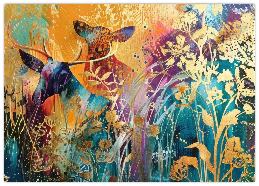 Sklenený obraz - Abstraktná maľba prírody (70x50 cm)