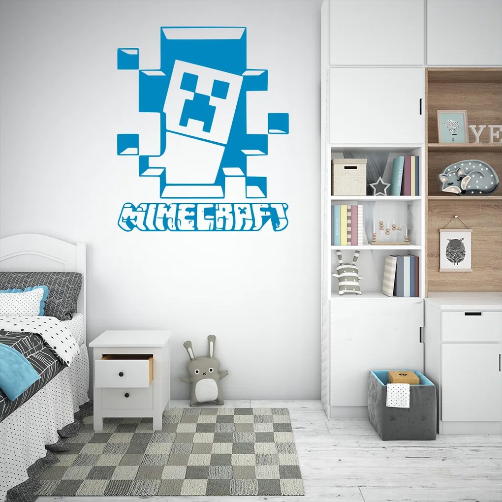 Veselá Stena Samolepka na stenu na stenu Minecraft hra Farba: černá