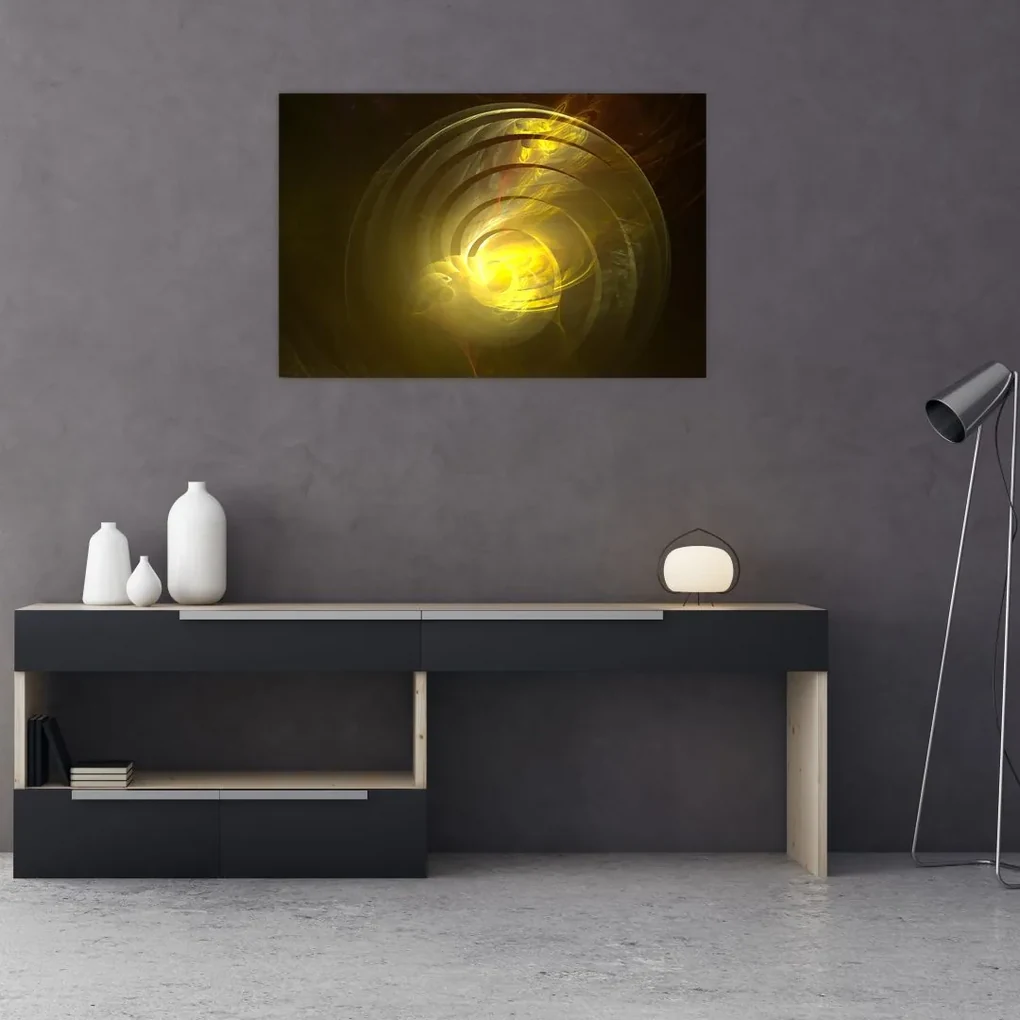 Obraz žltej abstraktnej špirály (90x60 cm)