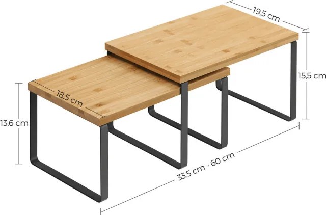 Set dvoch stohovateľných poličiek bambusové AUK-E1002 BK (2 ks)