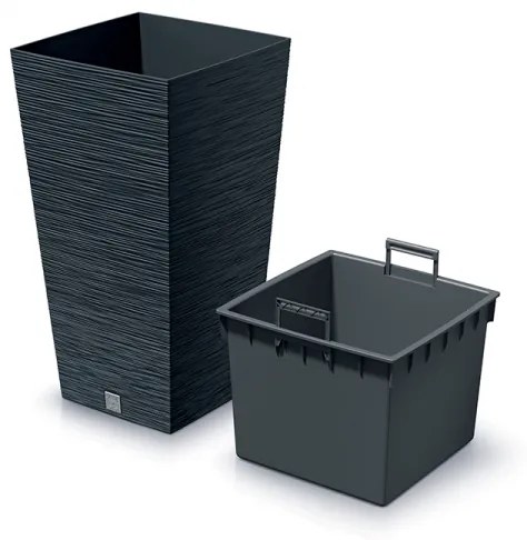 Vysoký plastový kvetináč DFSH400 39,5 cm - antracit