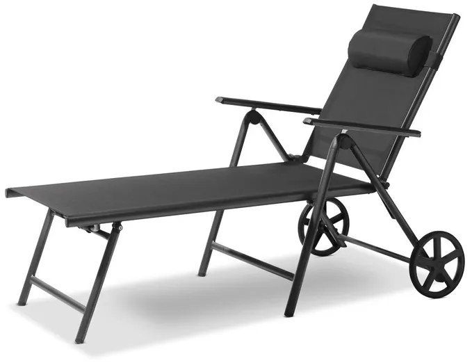 Livarno home Hliníkové ležadlo s kolieskami Houston, čierna/antracitová  (100342131)